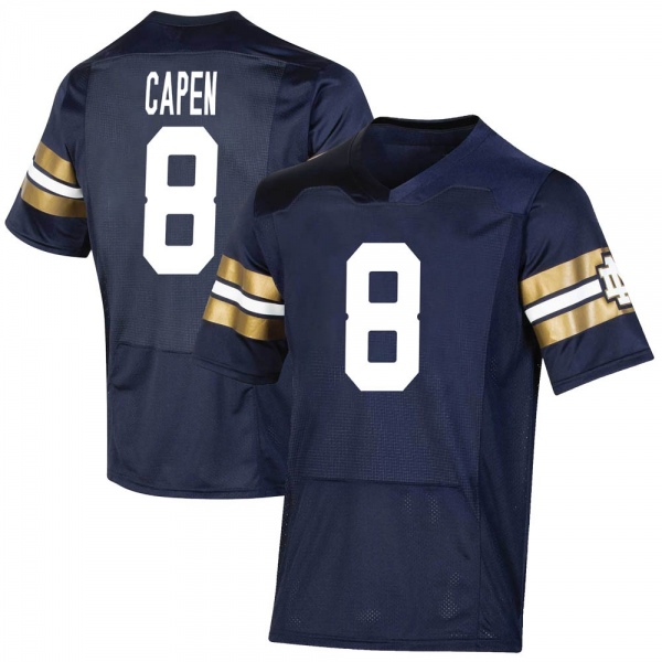 Cole Capen Notre Dame Fighting Irish NCAA Men's #8 Navy Premier 2021 Shamrock Series Replica College Stitched Football Jersey IEG3655PG